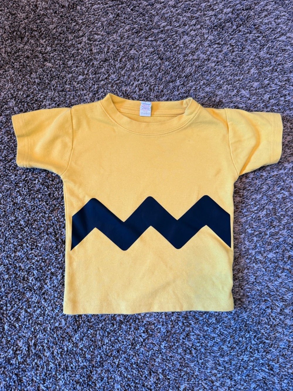 Yellow Kids Tee with Black Zigzag Stripe